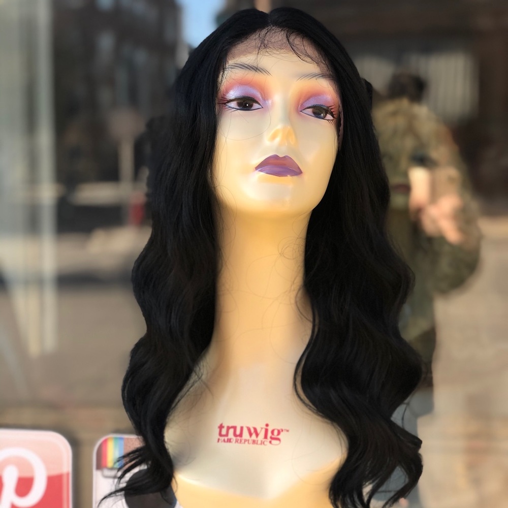 Beach waves off Black Wig Lacefront Swisslace